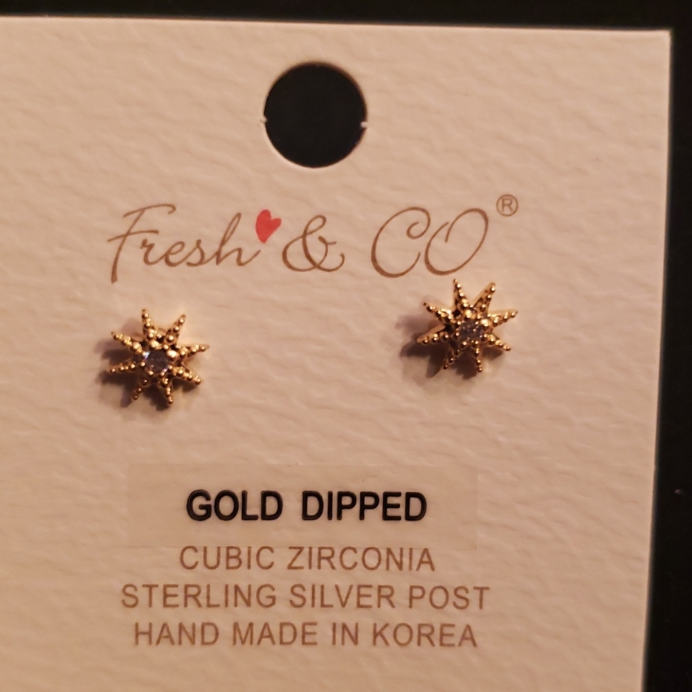 Gold dipped Sunburst Post earrings
